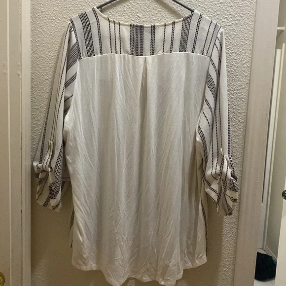 Tempted Hearts Black and White Striped Blouse - Picture 4 of 5